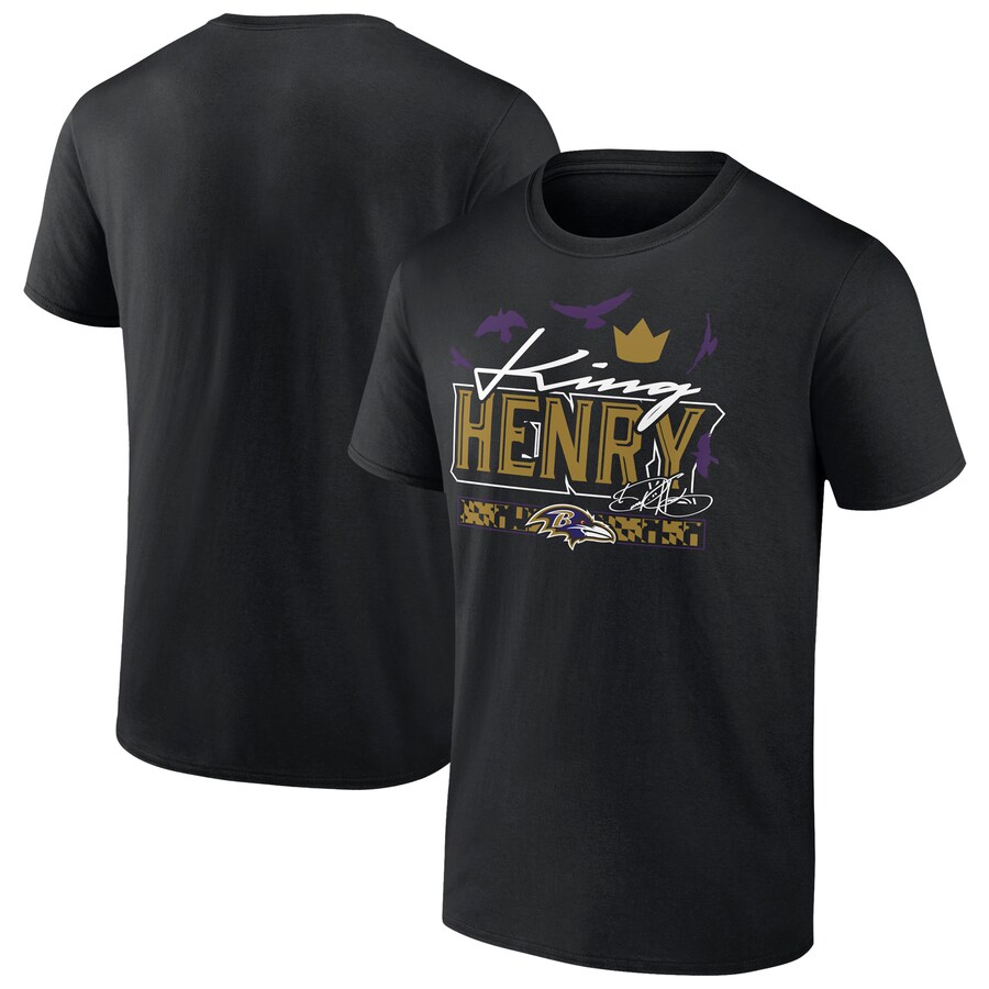Men's Baltimore Ravens Derrick Henry Black King Henry's Crown T-Shirt