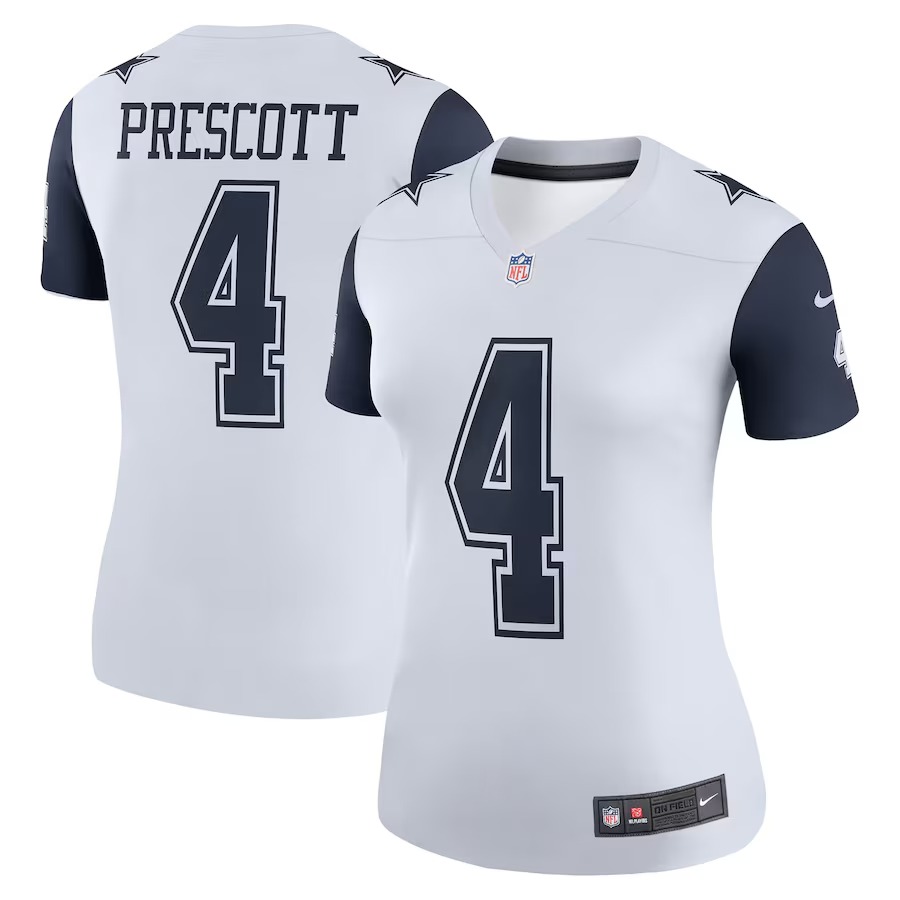 Women's Dallas Cowboys Dak Prescott Nike White Legend Player Performance Top