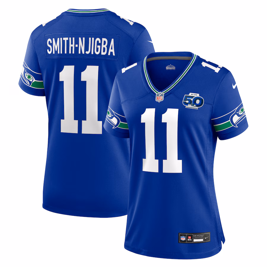 Women's Seattle Seahawks Jaxon Smith-Njigba Nike Royal Alternate 2 50th Season Game Jersey