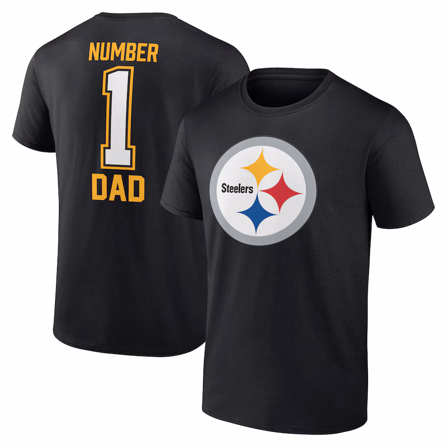 Men's Pittsburgh Steelers Black Father's Day #1 Dad T-Shirt