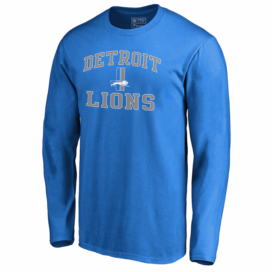 Men's Detroit Lions Blue Vintage Collection Victory Arch Long Sleeve T-Shirt