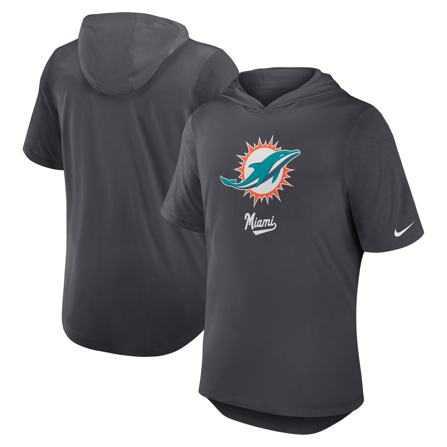 Men's Miami Dolphins Nike Anthracite Tri-Blend Performance Hoodie T-Shirt