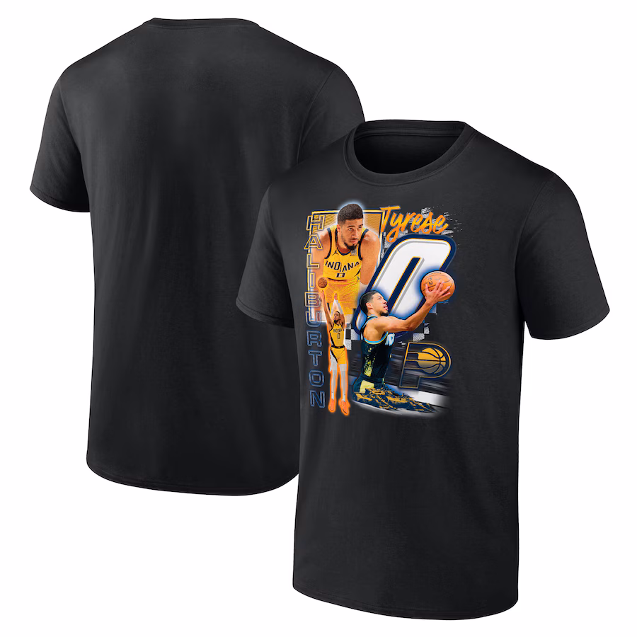 Men's Indiana Pacers Tyrese Haliburton Black Notorious 3.0 Player T-Shirt