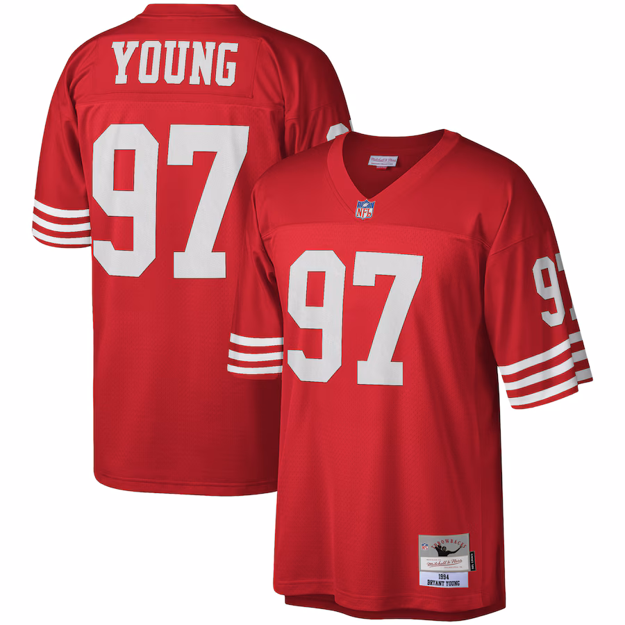 Men's San Francisco 49ers Bryant Young Mitchell & Ness Scarlet Legacy Replica Jersey