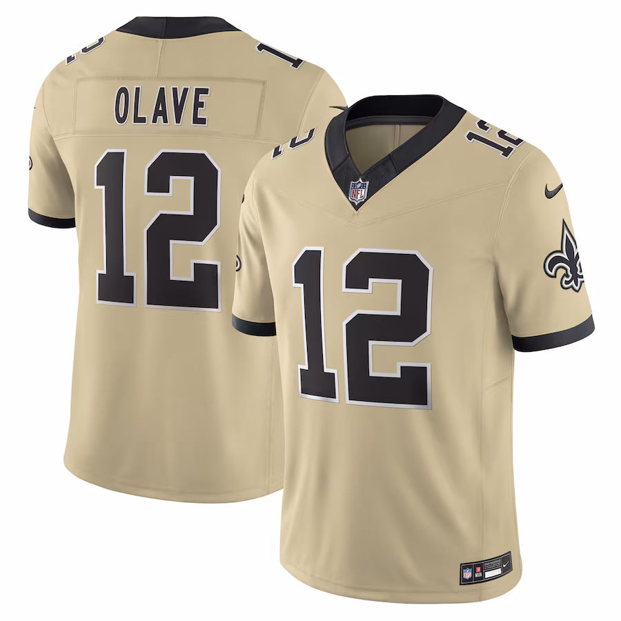 Men's New Orleans Saints Chris Olave Nike Gold Alternate Gameday Golds Alternate Vapor F.U.S.E. Limited Jersey