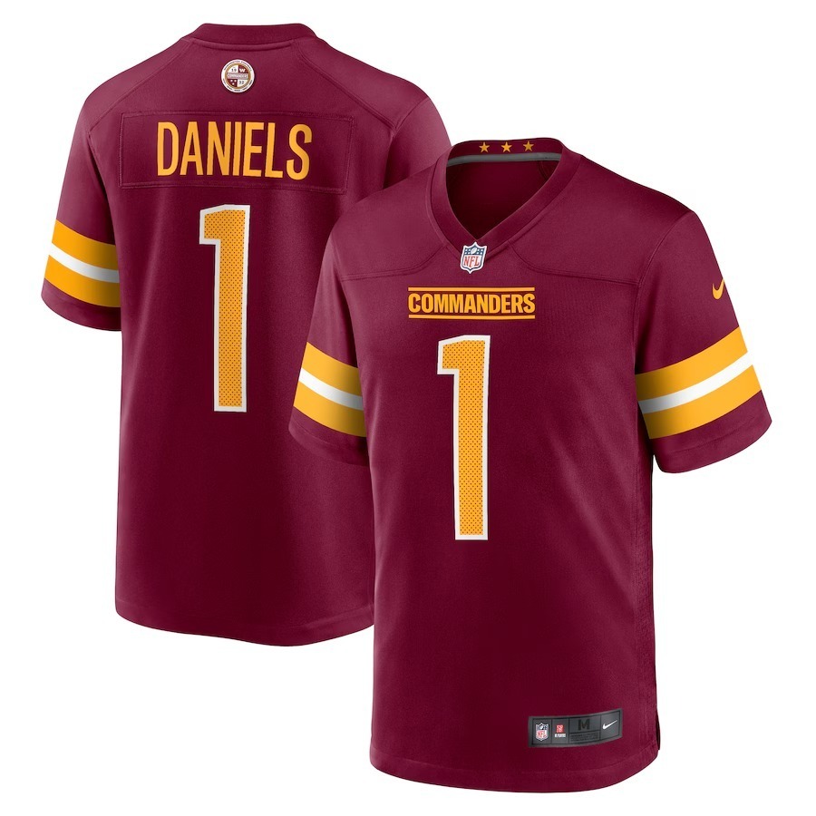 Men's Washington Commanders Jayden Daniels Nike Burgundy 2024 NFL Draft First Round Pick Player Game Jersey