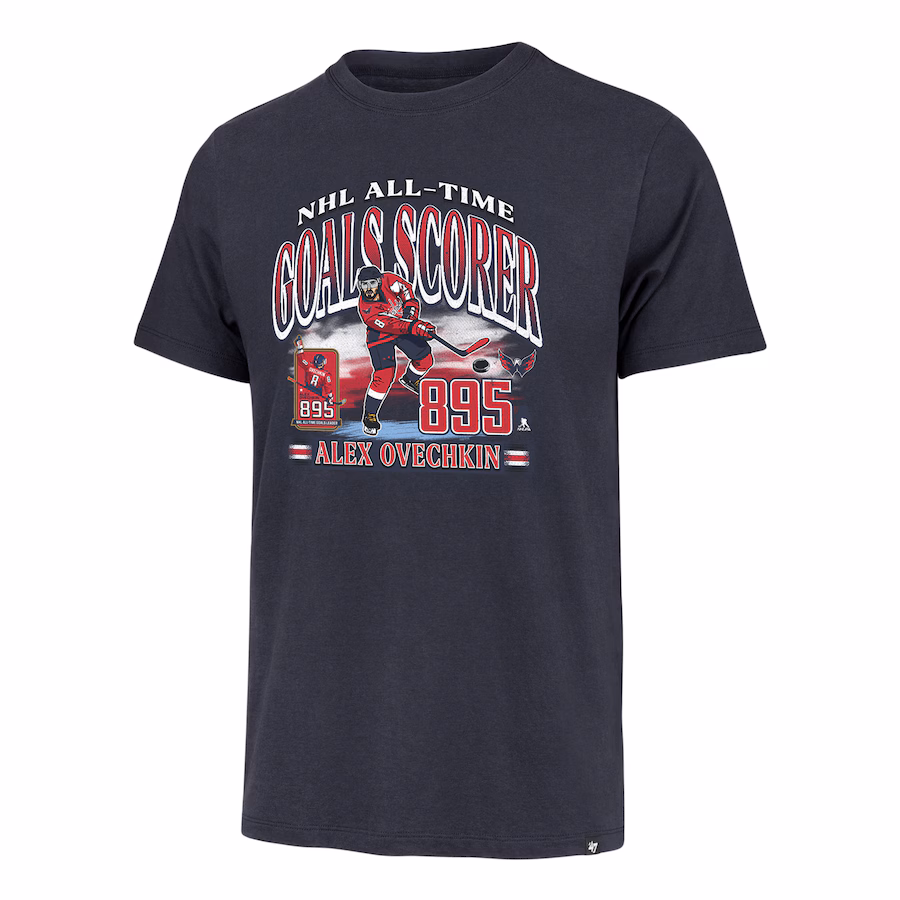 Men's Washington Capitals Alexander Ovechkin '47 Blue NHL All-Time Leading Goal Scorer Franklin T-Shirt