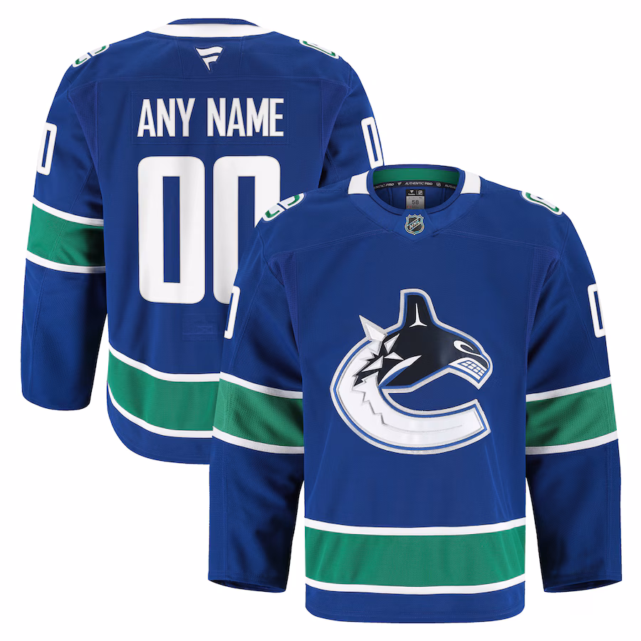 Men's Vancouver Canucks Fanatics Blue Home Authentic Pro Custom Jersey