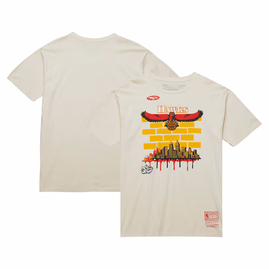 Men's Atlanta Hawks Mitchell & Ness x Tats Cru Cream Hardwood Classics City T-Shirt