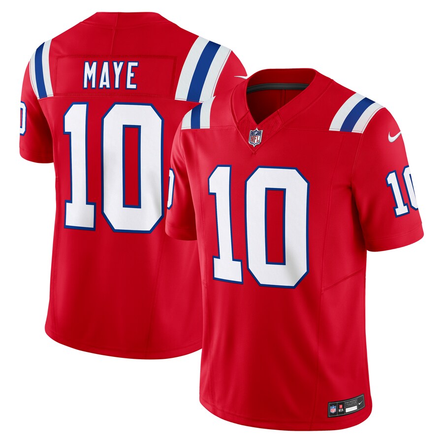 Men's New England Patriots Drake Maye Nike Red Alternate Vapor F.U.S.E. Limited Jersey