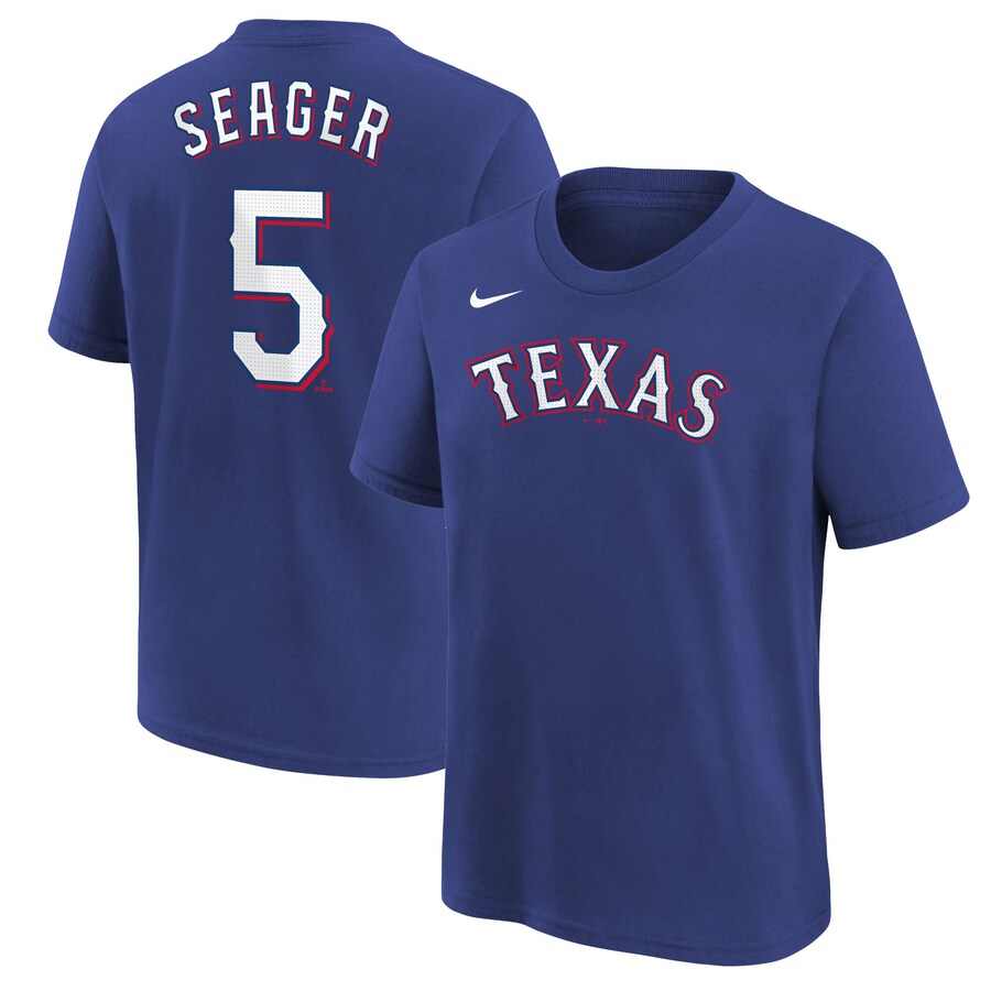 Youth Texas Rangers Corey Seager Nike Royal Home Player Name & Number T-Shirt