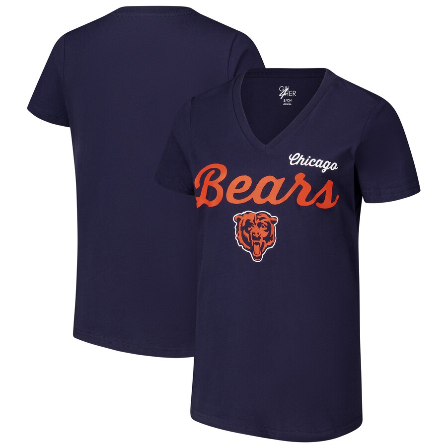 Women's Chicago Bears G-III 4Her by Carl Banks Navy Post Season V-Neck T-Shirt