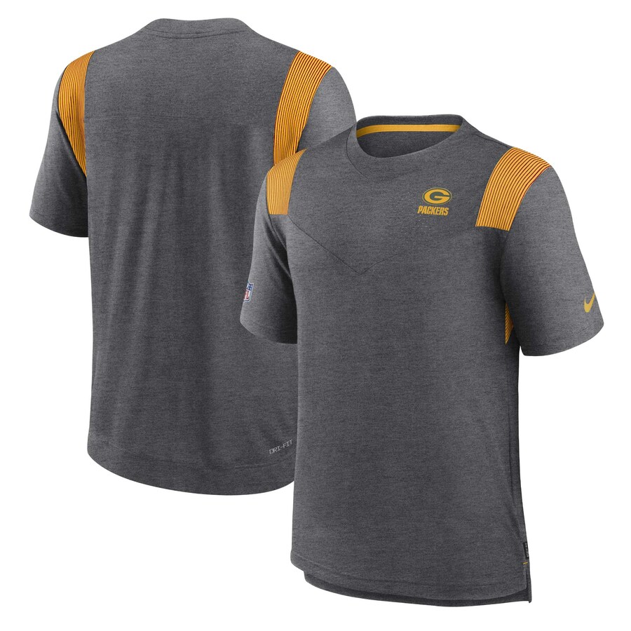 Men's Green Bay Packers Nike Heather Charcoal Sideline Tonal Logo Performance Player T-Shirt