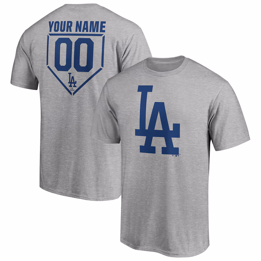 Men's Los Angeles Dodgers Heathered Gray Personalized RBI Logo T-Shirt