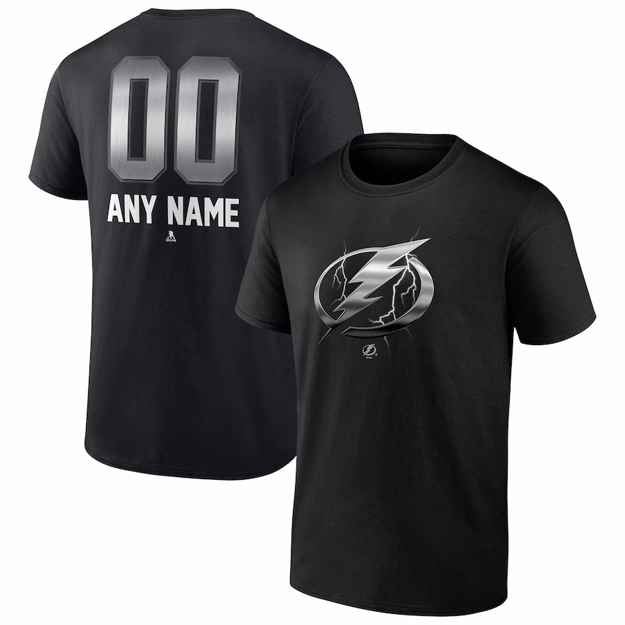 Men's Tampa Bay Lightning Black Personalized Midnight Mascot Logo T-Shirt