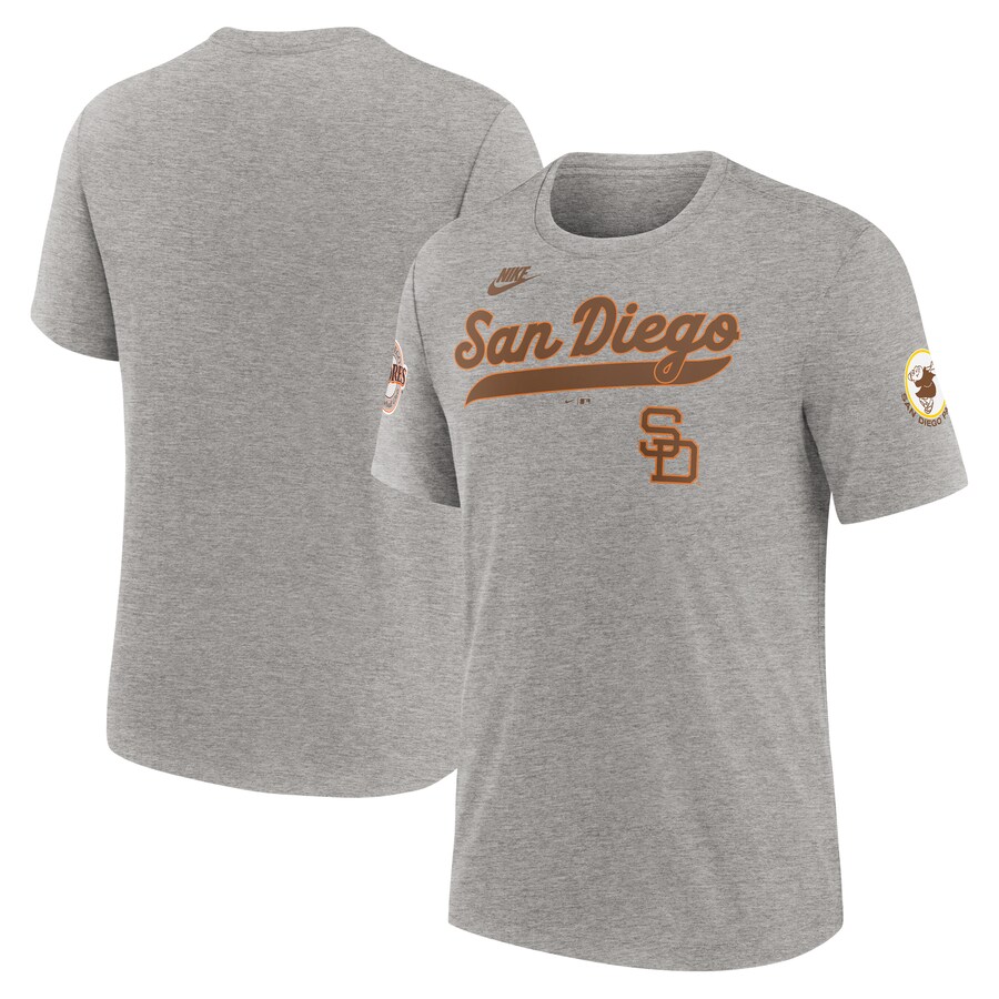 Men's San Diego Padres Nike Heather Gray Cooperstown Collection Eras Tri-Blend T-Shirt