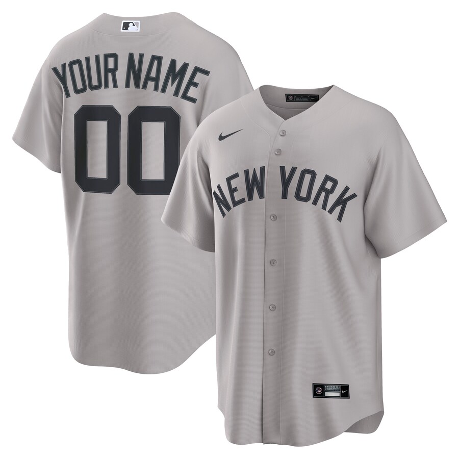 Men's New York Yankees Nike Gray Away Custom Replica 2.0 Jersey