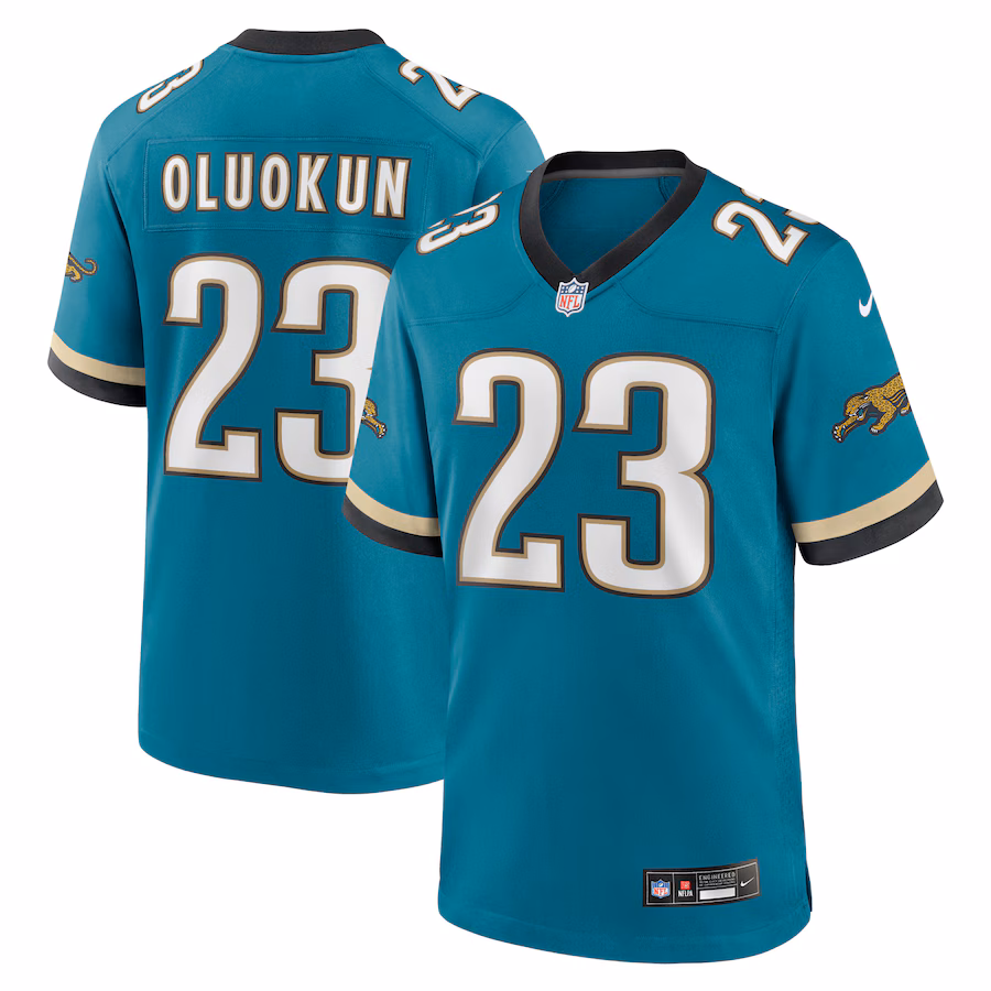 Men's Jacksonville Jaguars Foye Oluokun Nike Teal Prowler Throwback Player Game Jersey