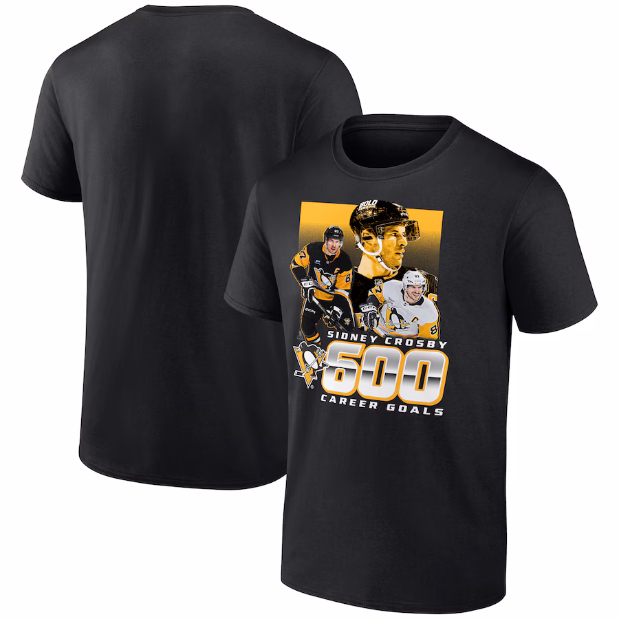 Men's Pittsburgh Penguins Sidney Crosby Black 600 Career Goals T-Shirt
