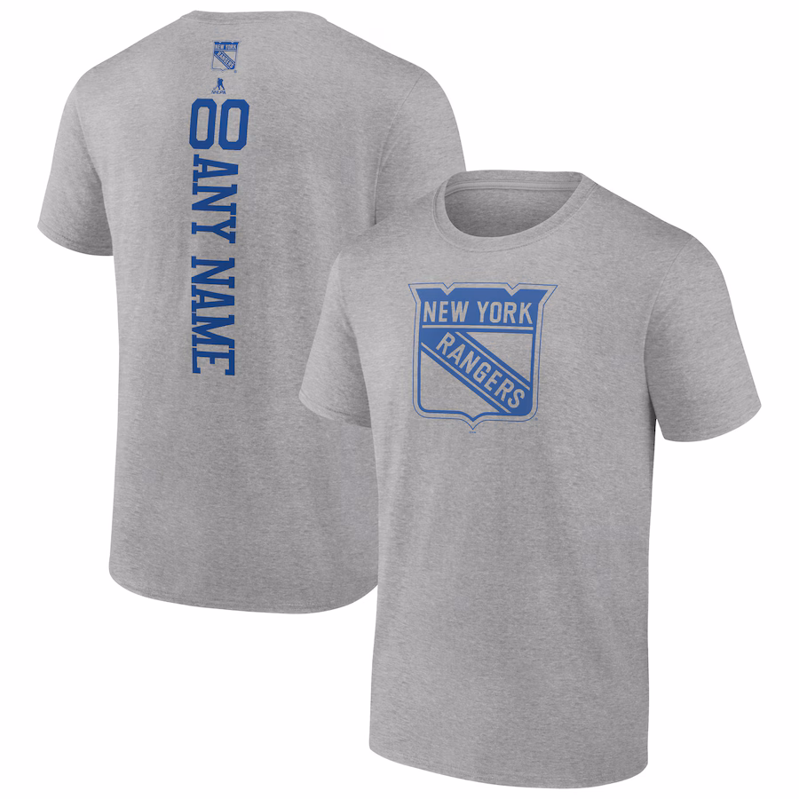 Men's New York Rangers Heather Gray Personalized Name & Number T-Shirt
