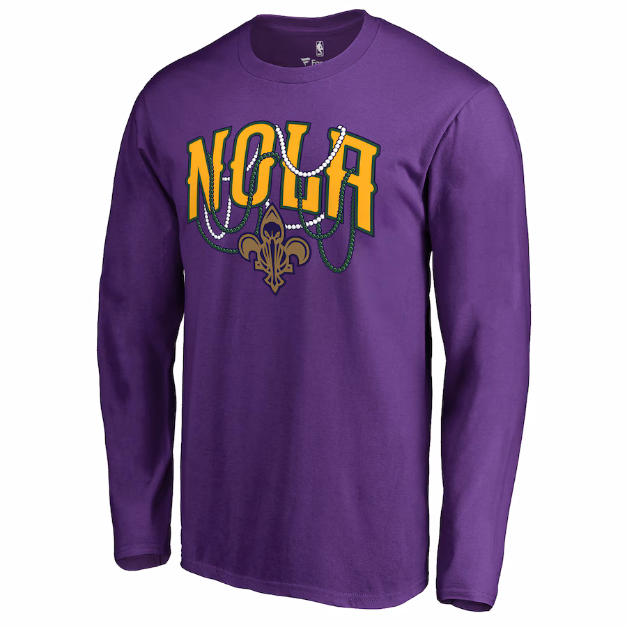 Men's New Orleans Pelicans Purple NOLA Beads Hometown Collection Long Sleeve T-Shirt