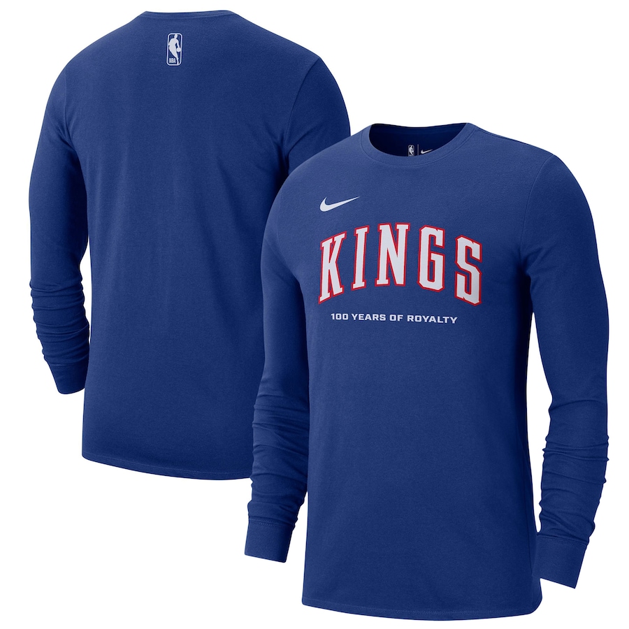 Men's Sacramento Kings Nike Blue 2024/25 City Edition Essential Logo Long Sleeve T-Shirt
