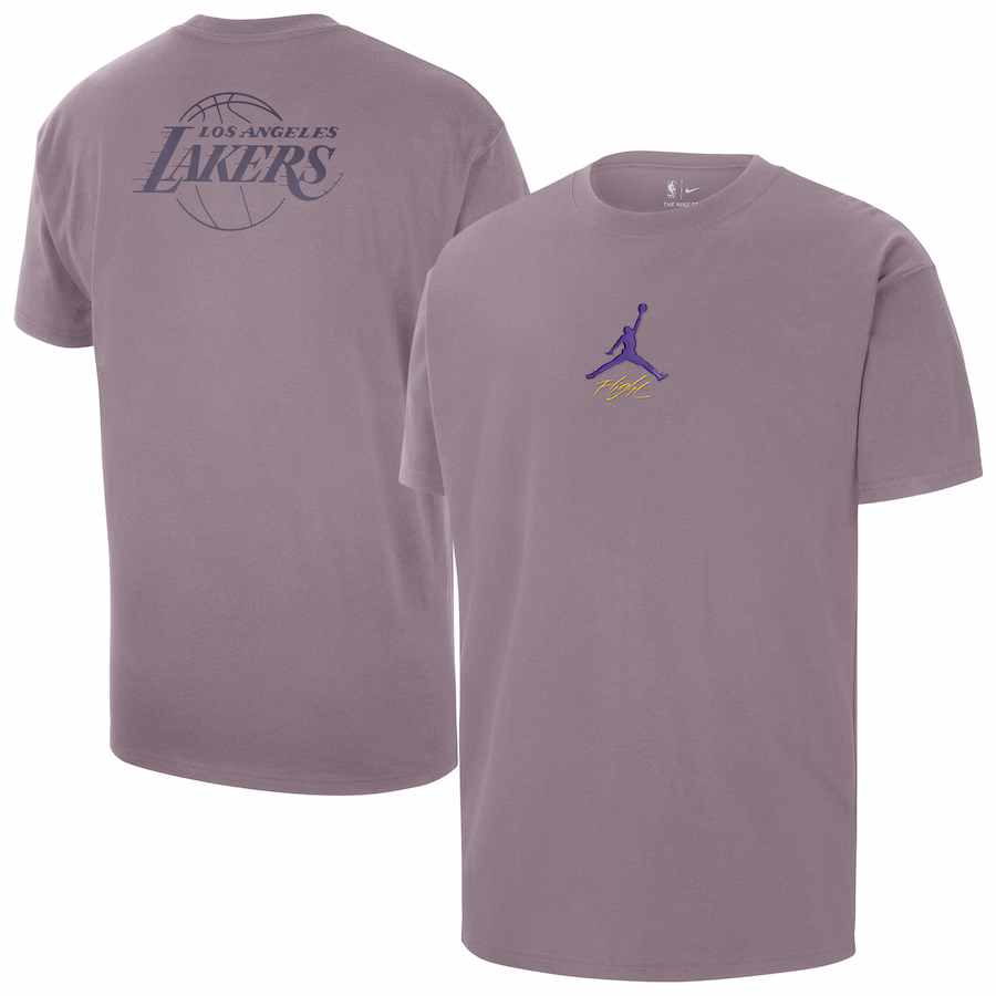 Men's Los Angeles Lakers Jordan Brand Purple Statement Edition Jumpman Flight Heavyweight T-Shirt