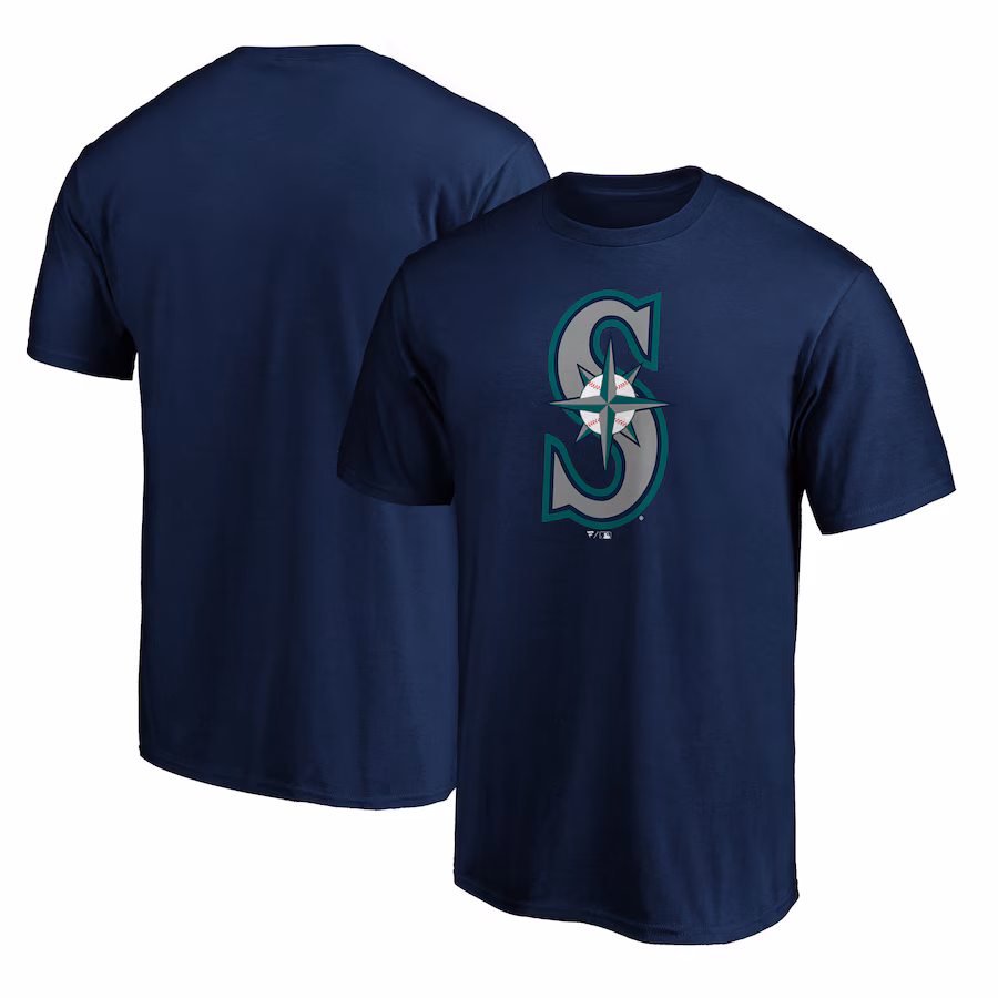 Men's Seattle Mariners Navy Team Color Primary Logo 2 T-Shirt