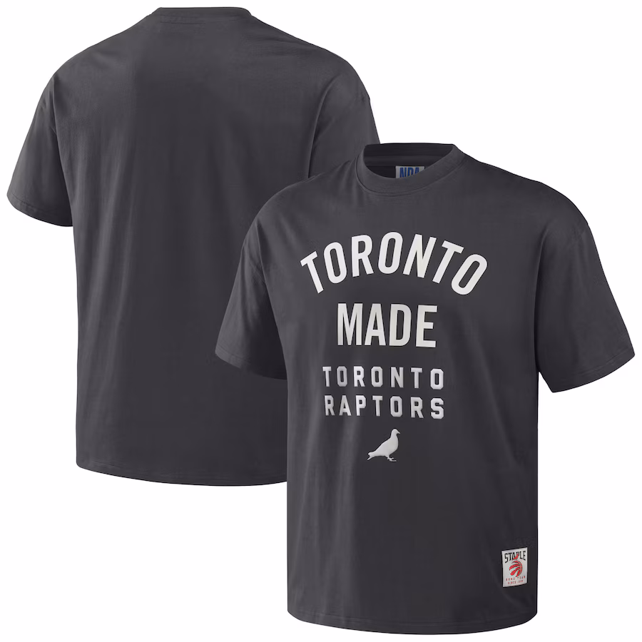 Men's Toronto Raptors NBA x Staple Anthracite Heavyweight Oversized T-Shirt