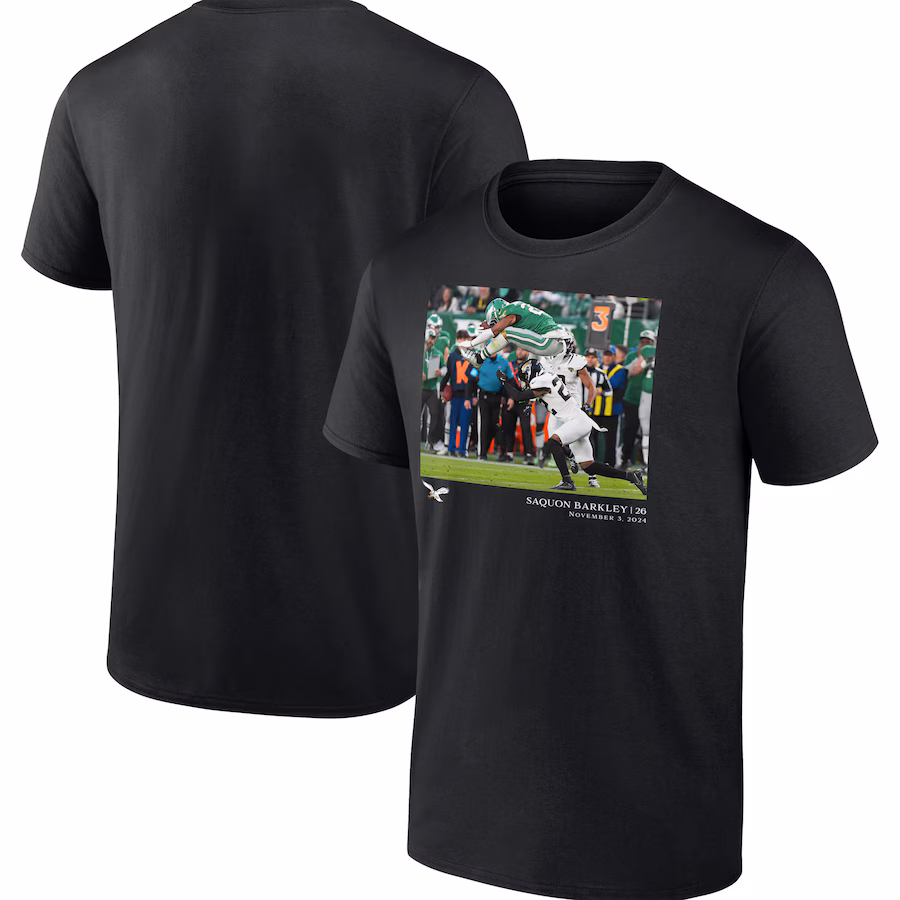 Men's Philadelphia Eagles Saquon Barkley Black NFL Flash Features Week 9 T-Shirt