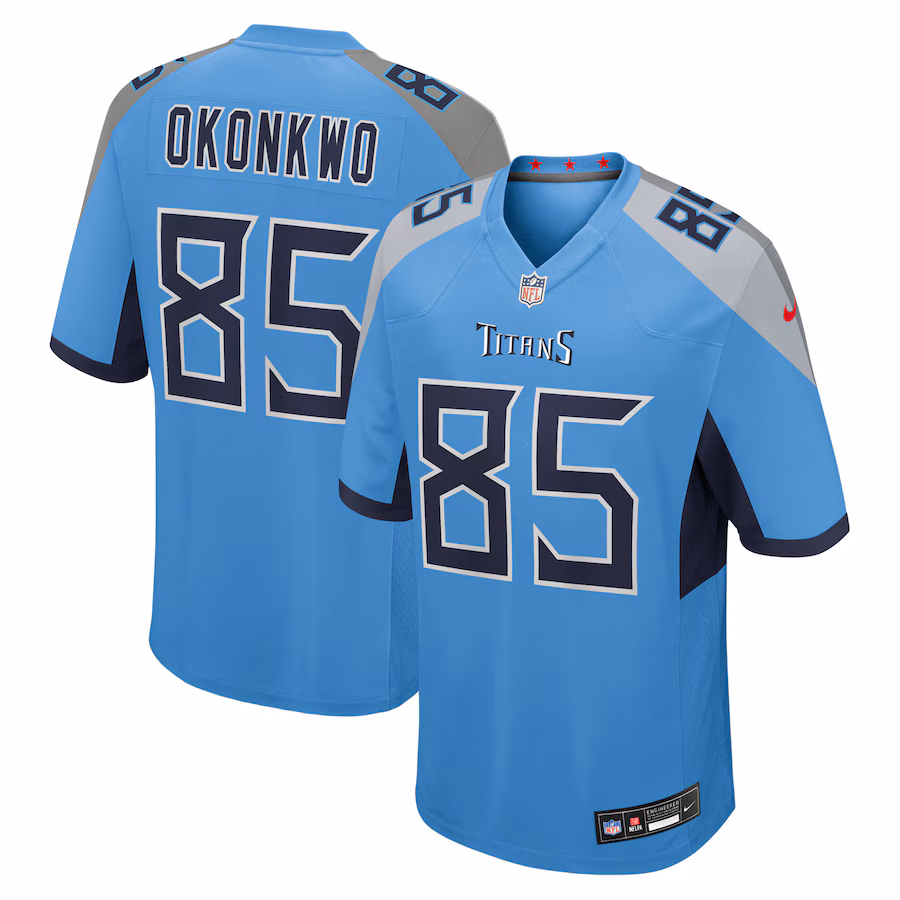 Men's Tennessee Titans Chigoziem Okonkwo Nike Light Blue Team Game Jersey