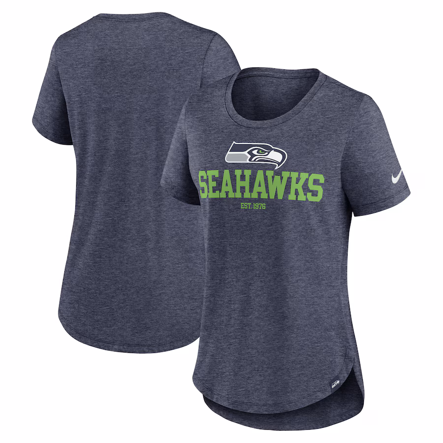Women's Seattle Seahawks Nike Heather College Navy Fashion Tri-Blend T-Shirt