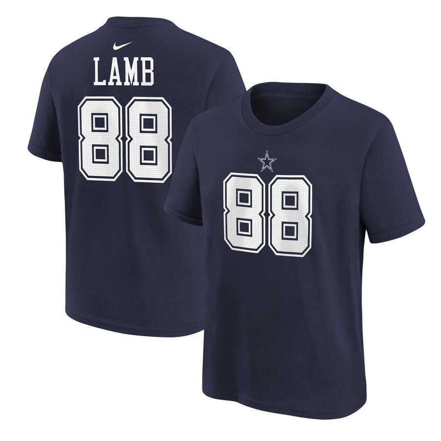 Youth Dallas Cowboys CeeDee Lamb Navy Nike Player Name & Number T-Shirt