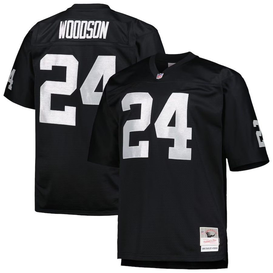 Men's Las Vegas Raiders Charles Woodson Mitchell & Ness Black Big & Tall 1998 Retired Player Replica Jersey