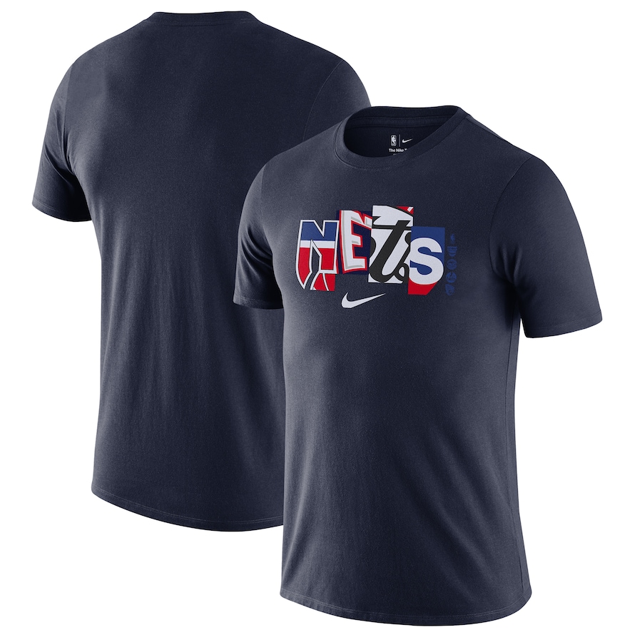 Men's Brooklyn Nets Nike Navy 2021/22 City Edition Essential Wordmark Collage T-Shirt