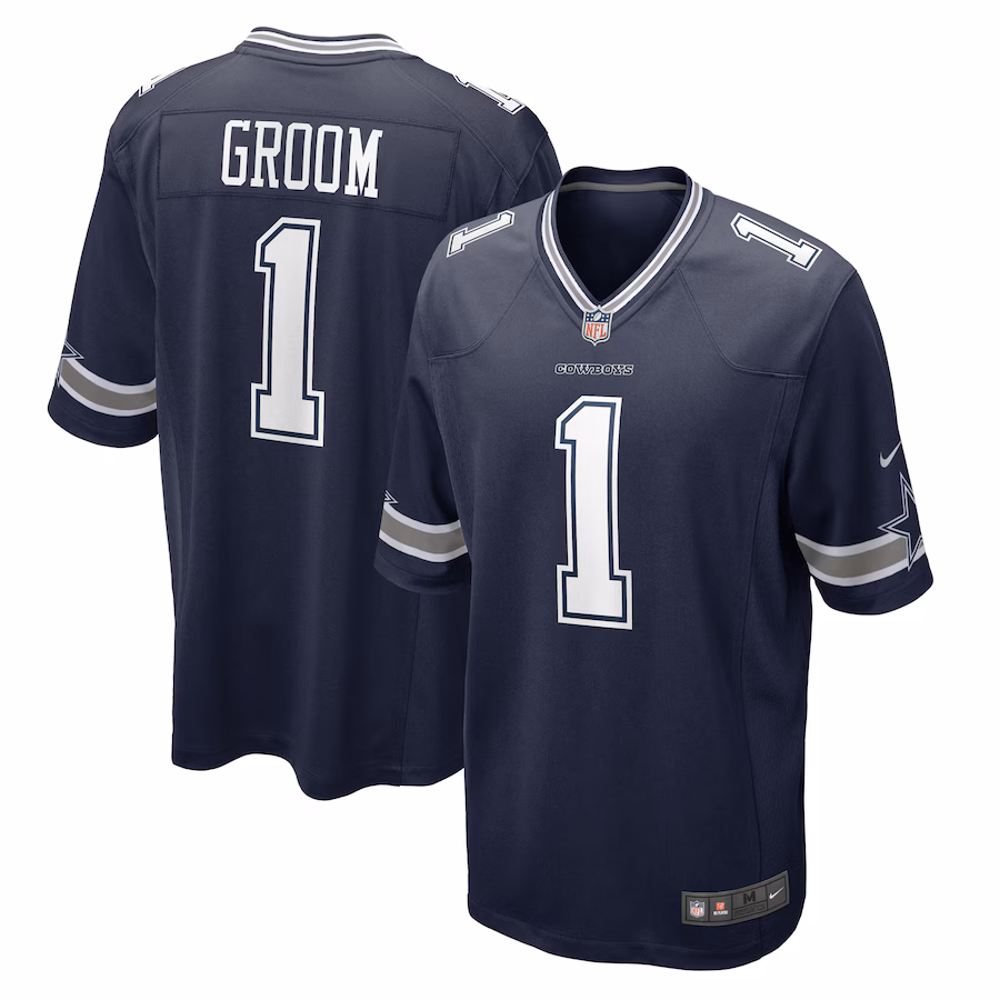 Men's Dallas Cowboys Number 1 Groom Nike Navy Game Jersey