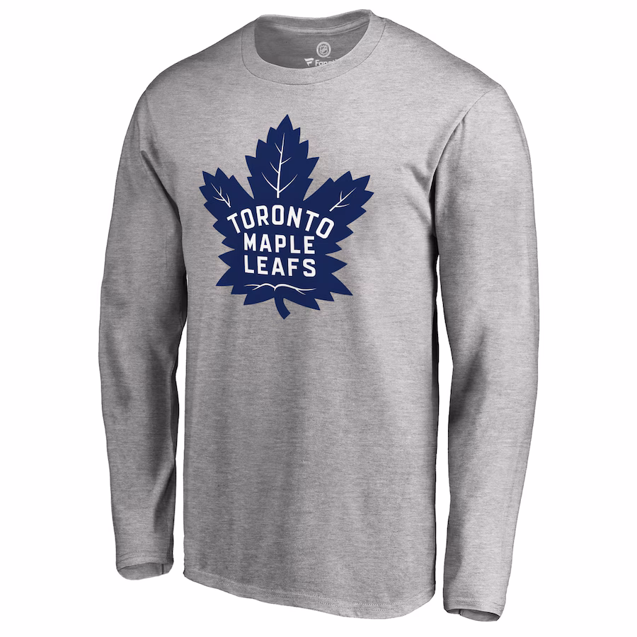Men's Toronto Maple Leafs Ash Team Primary Logo 2 Long Sleeve T-Shirt