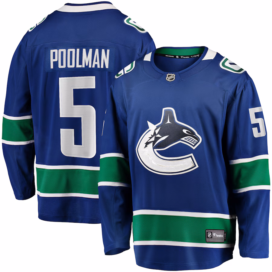 Men's Vancouver Canucks Tucker Poolman Fanatics Blue Home Premier Breakaway Player Jersey