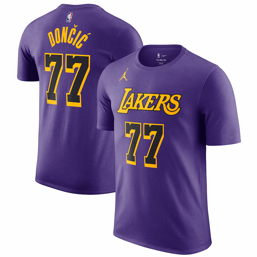 Men's Los Angeles Lakers Luka Dončić Jordan Brand Purple Statement Edition Name & Number T-Shirt