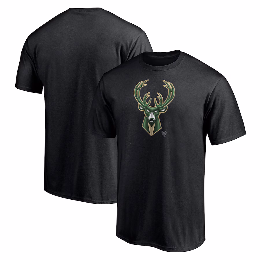 Men's Milwaukee Bucks  Black Midnight Mascot T-Shirt