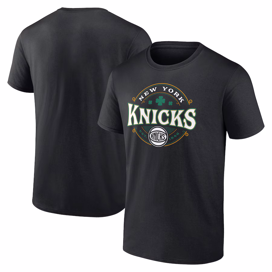Men's New York Knicks Black St. Patrick's Day Lucky T-Shirt