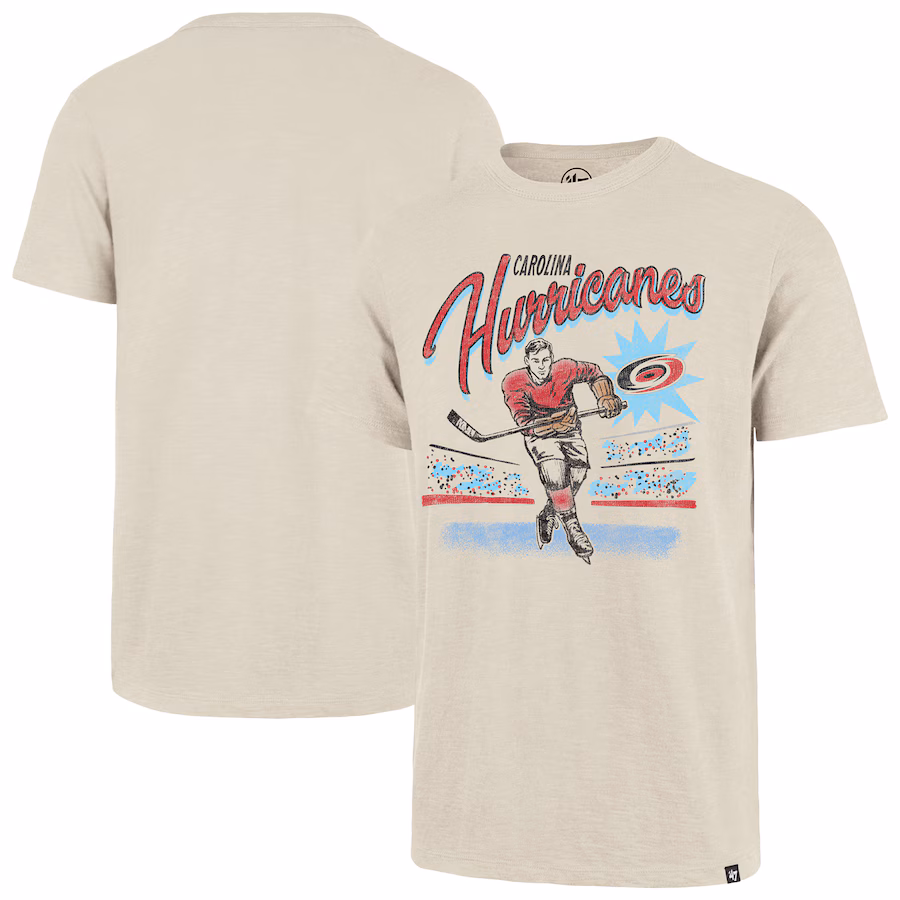Men's Carolina Hurricanes '47 Natural Hockey Player Golden Age Scrum T-Shirt