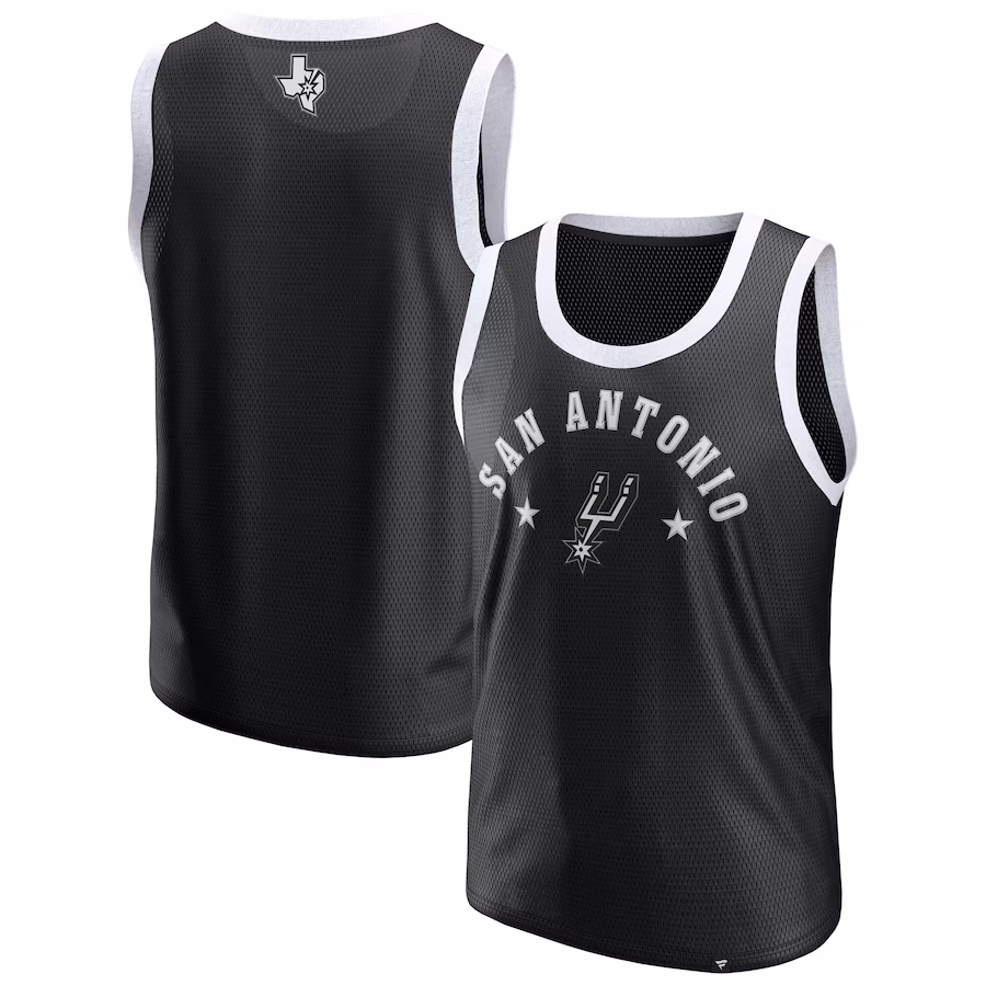 Men's San Antonio Spurs  Fanatics Black Mesh Tank Top