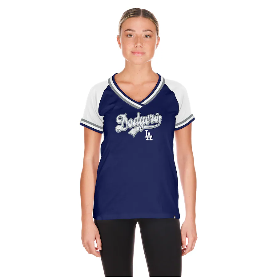 Women's Los Angeles Dodgers New Era Royal Gameday Raglan V-Neck T-Shirt