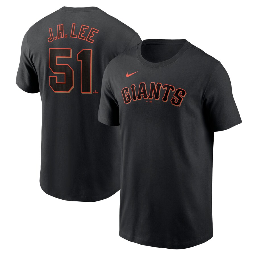 Men's San Francisco Giants Jung Hoo Lee Nike Black Fuse Name & Number T-Shirt
