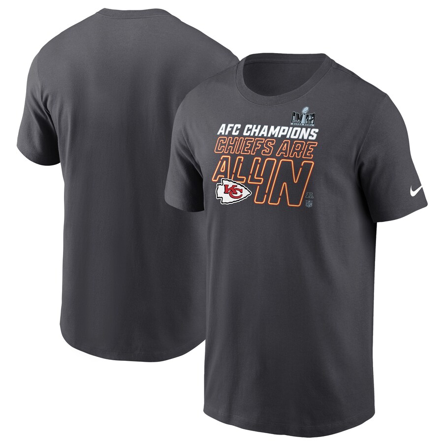 Men's Kansas City Chiefs Nike Anthracite 2023 AFC Champions Locker Room Trophy Collection Tall T-Shirt