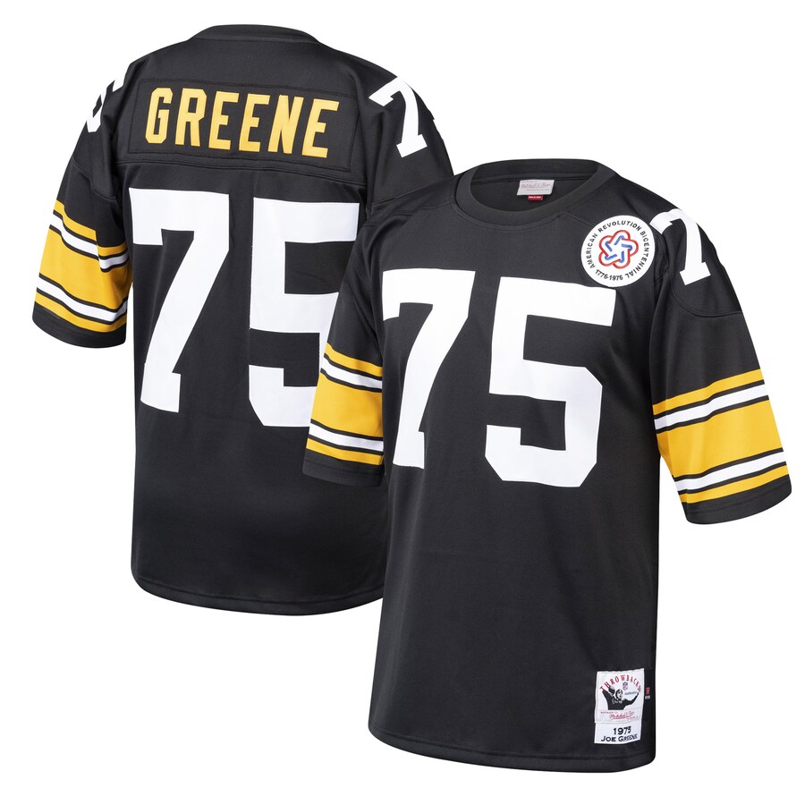 Men's Pittsburgh Steelers 1975 Joe Greene Mitchell & Ness Black Authentic Throwback Retired Player Jersey