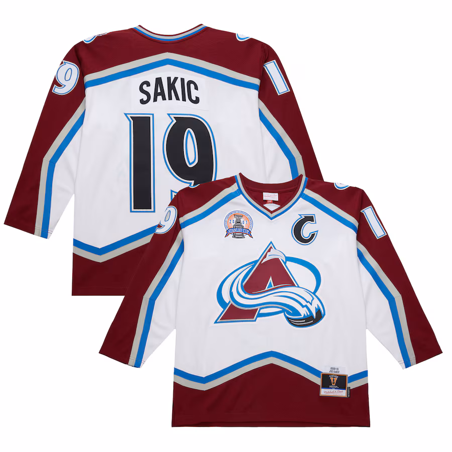 Men's Colorado Avalanche Joe Sakic White 2000-01 Power Play Jersey