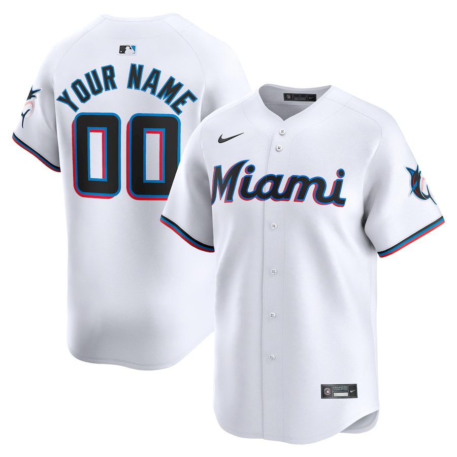 Men's Miami Marlins Nike White Home Limited Custom Jersey