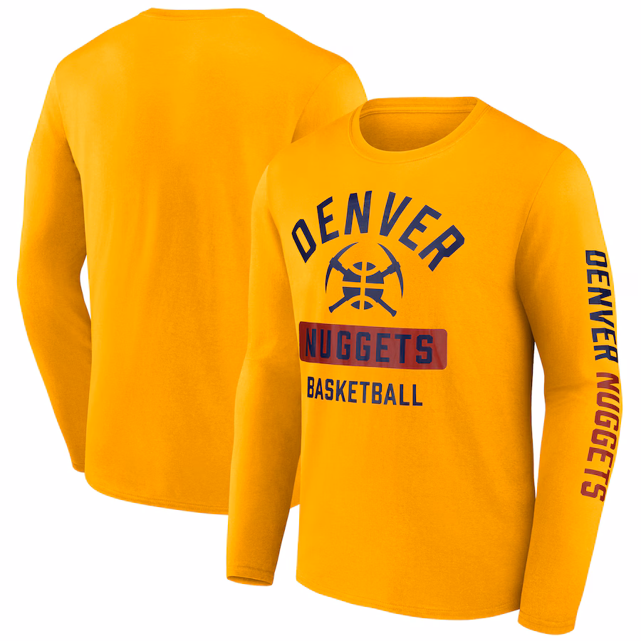 Men's Denver Nuggets  Fanatics Gold Long Sleeve T-Shirt